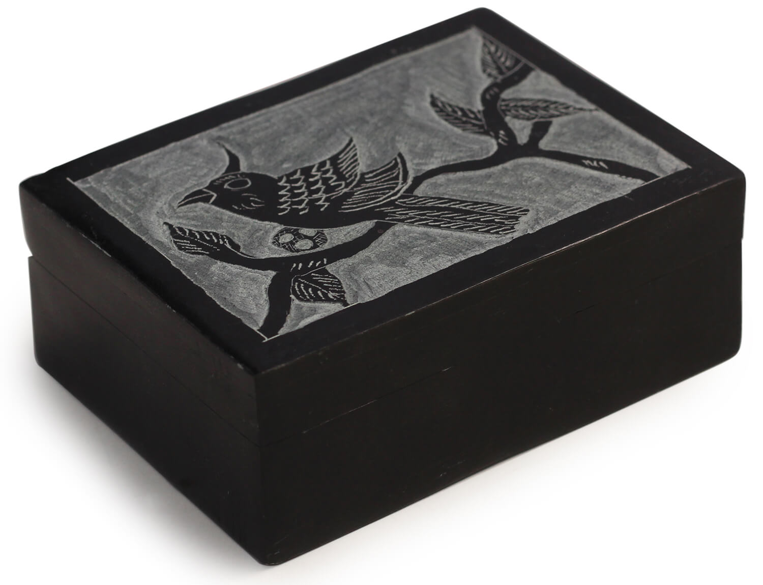 ArtistryBazaar Handmade Marble Box – Vintage Marble Storage Box with Hinged Lid – Trinket Jewelry Keepsake Decorative Organizer Boxes with Lids – Beautiful Song Birds Hand Carved Design